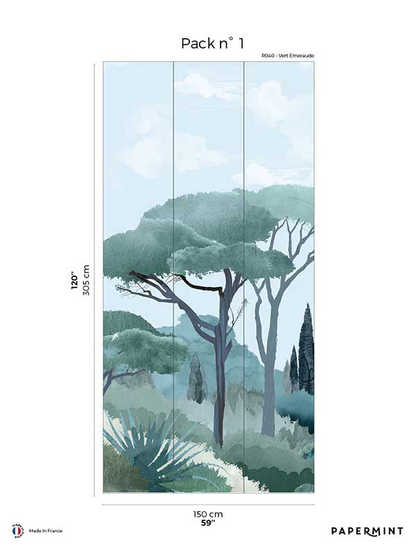 Riviera Pack 1 mural in green color - pattern number 8184-CU1-A - by Veer Decor in the Papermint Wall Murals collection