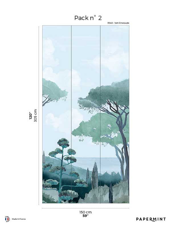 Riviera Pack 2 mural in green color - pattern number 8184-CU1-B - by Veer Decor in the Papermint Wall Murals collection