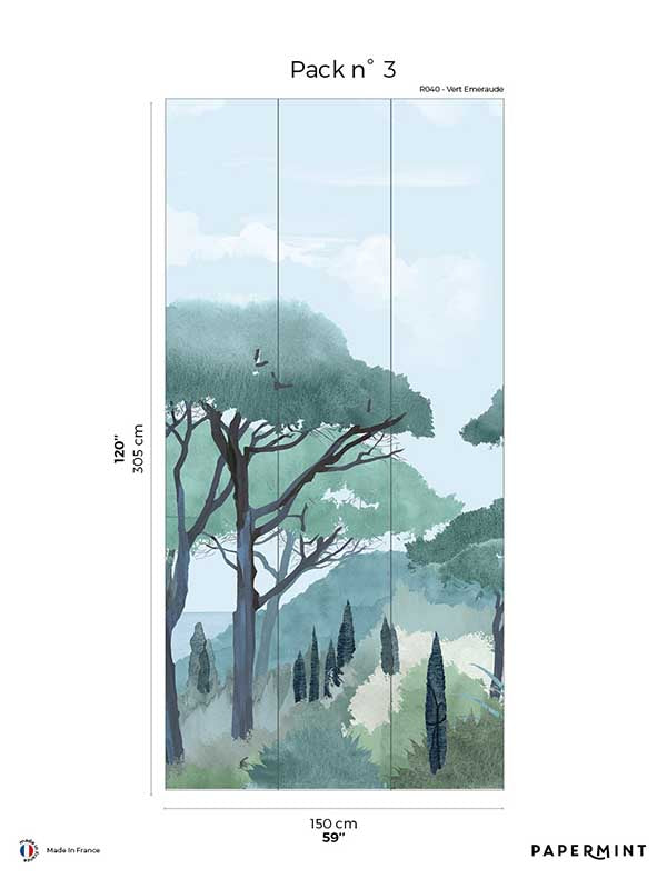 Riviera Pack 3 mural in green color - pattern number 8184-CU1-C - by Veer Decor in the Papermint Wall Murals collection
