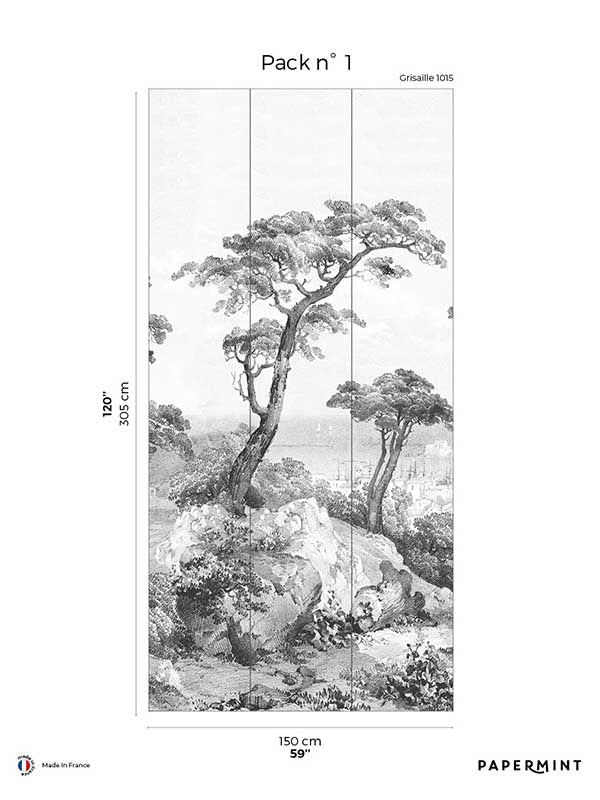 SaintTropez Pack 1 mural in gray color - pattern number 8184-CV1-A - by Veer Decor in the Papermint Wall Murals collection