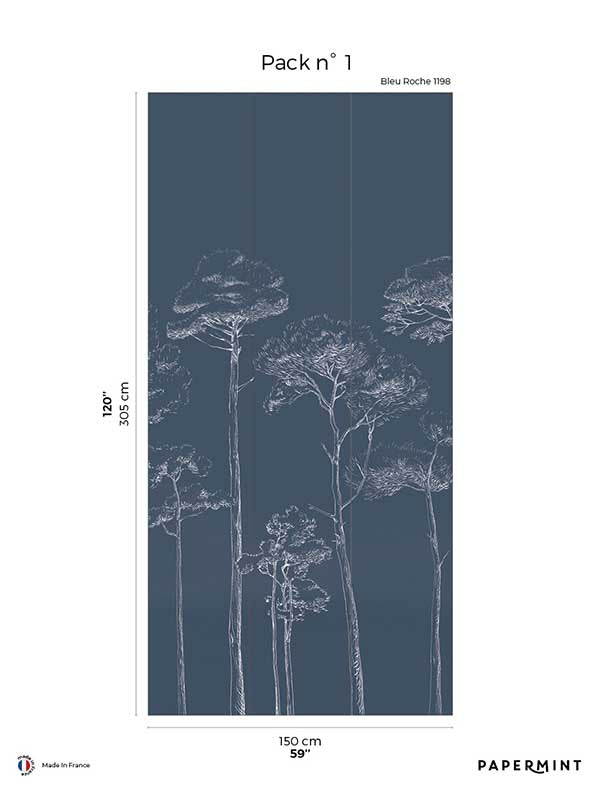 Under the Pines Pack 1 mural in blue color - pattern number 8184-CY1-A - by Veer Decor in the Papermint Wall Murals collection