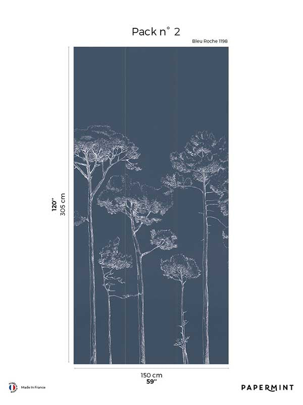 Under the Pines Pack 2 mural in blue color - pattern number 8184-CY1-B - by Veer Decor in the Papermint Wall Murals collection