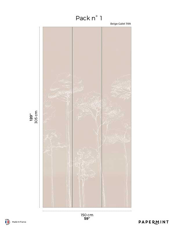 Under the Pines Pack 1 mural in beige color - pattern number 8184-CY2-A - by Veer Decor in the Papermint Wall Murals collection