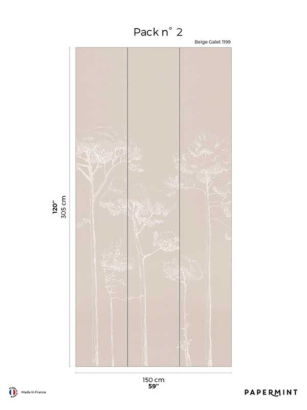 Under the Pines Pack 2 mural in beige color - pattern number 8184-CY2-B - by Veer Decor in the Papermint Wall Murals collection