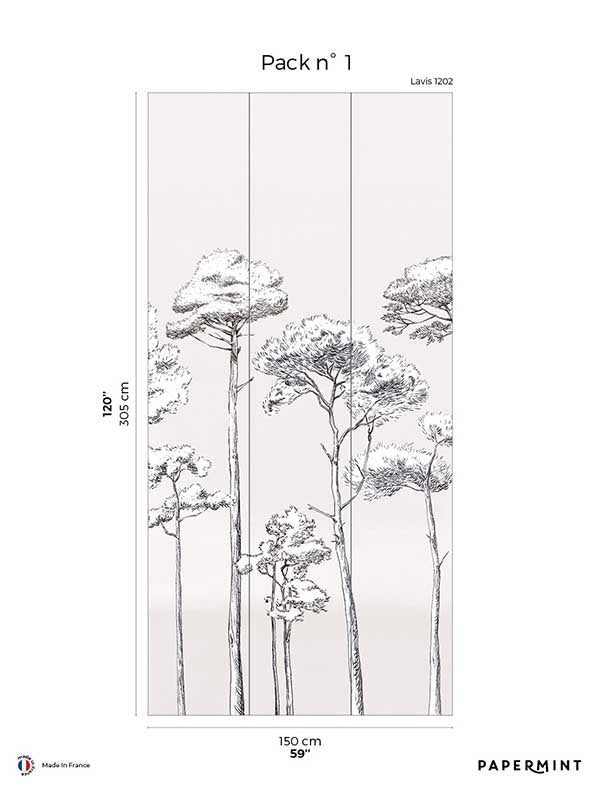 Under the Pines Pack 1 mural in white color - pattern number 8184-CY5-A - by Veer Decor in the Papermint Wall Murals collection