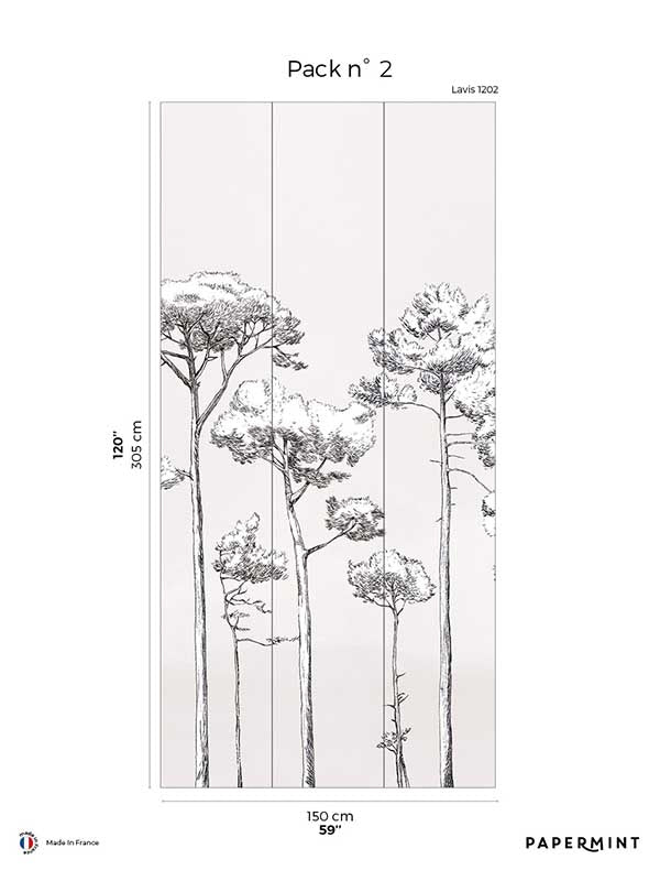 Under the Pines Pack 2 mural in white color - pattern number 8184-CY5-B - by Veer Decor in the Papermint Wall Murals collection
