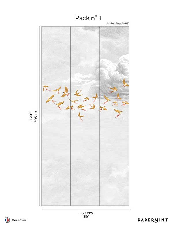 Sow Clouds Pack 1 mural in orange color - pattern number 8184-CZ4-A - by Veer Decor in the Papermint Wall Murals collection