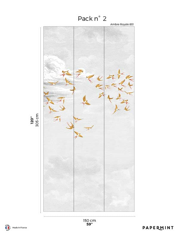 Sow Clouds Pack 2 mural in orange color - pattern number 8184-CZ4-B - by Veer Decor in the Papermint Wall Murals collection