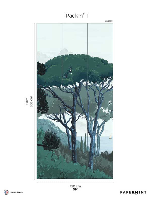 Tuscany Pack 1 mural in blue color - pattern number 8184-DC1-A - by Veer Decor in the Papermint Wall Murals collection