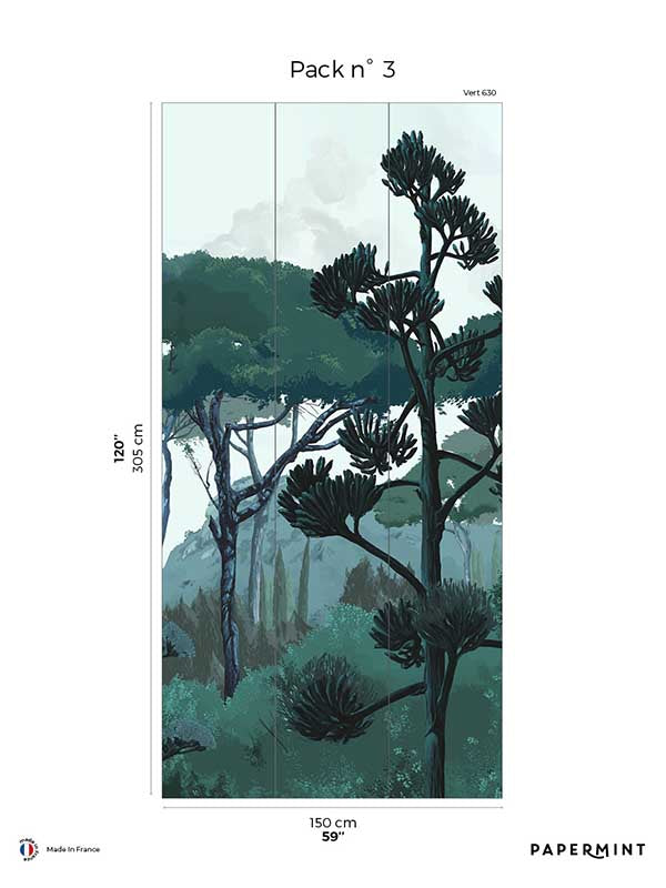 Tuscany Pack 3 mural in blue color - pattern number 8184-DC1-C - by Veer Decor in the Papermint Wall Murals collection