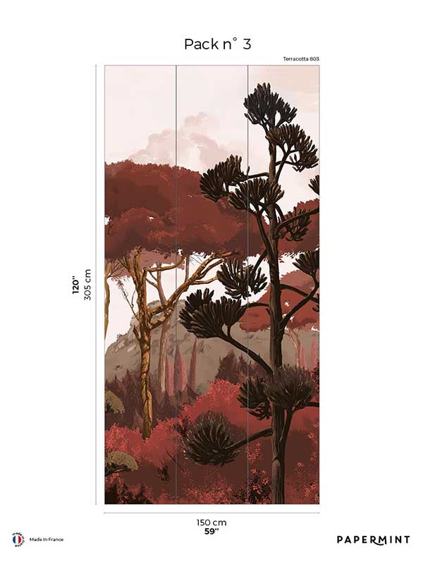 Tuscany Pack 3 mural in orange color - pattern number 8184-DC2-C - by Veer Decor in the Papermint Wall Murals collection