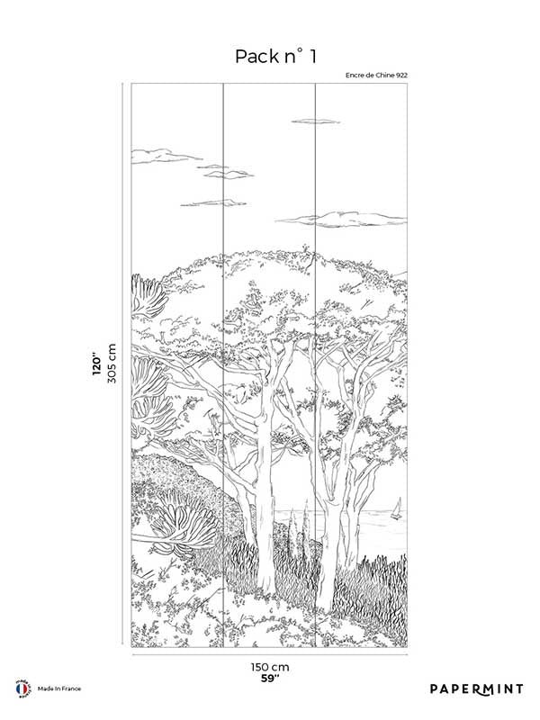 Tuscany Line Pack 1 mural in black color - pattern number 8184-DD1-A - by Veer Decor in the Papermint Wall Murals collection