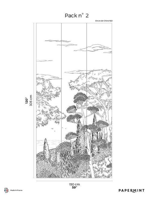 Tuscany Line Pack 2 mural in black color - pattern number 8184-DD1-B - by Veer Decor in the Papermint Wall Murals collection