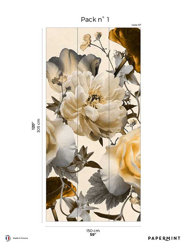 Vanity Pack 1 mural in yellow color - pattern number 8184-DG1-A - by Veer Decor in the Papermint Wall Murals collection