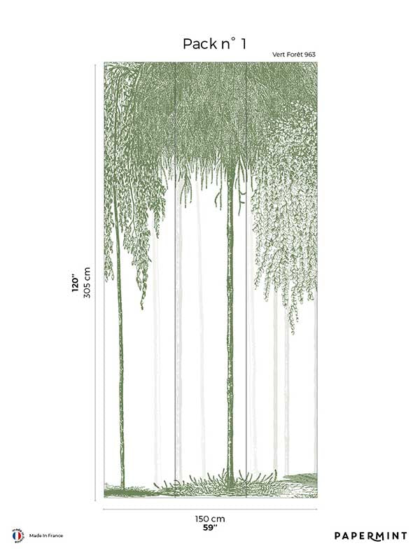 Woods Pack 1 mural in green color - pattern number 8184-DI1-A - by Veer Decor in the Papermint Wall Murals collection