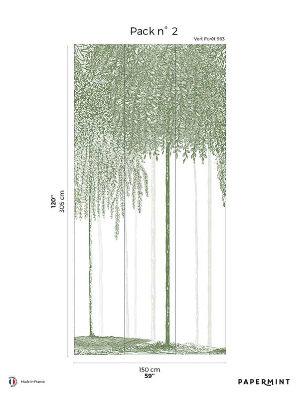 Woods Pack 2 mural in green color - pattern number 8184-DI1-B - by Veer Decor in the Papermint Wall Murals collection