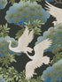 Sprig and Heron fabric in black color - pattern number AF6593 - by Ronald Redding in the Tea Garden Second Edition collection