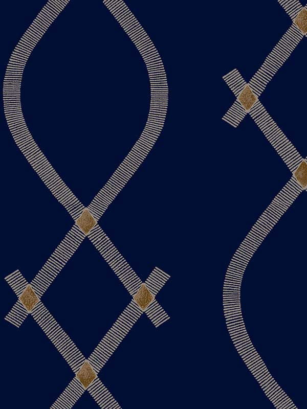 Ellena wallpaper in navy color - pattern number ZA8032 - by Ronald Redding in the Tea Garden Second Edition collection