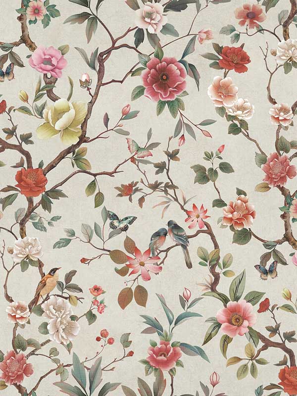 Kimoras Garden wallpaper in ivory color - pattern number ZA8039 - by Ronald Redding in the Tea Garden Second Edition collection