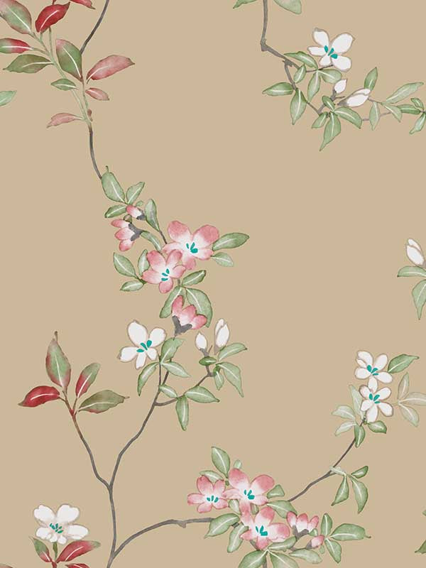 April Blossom wallpaper in sand color - pattern number ZA8073 - by Ronald Redding in the Tea Garden Second Edition collection