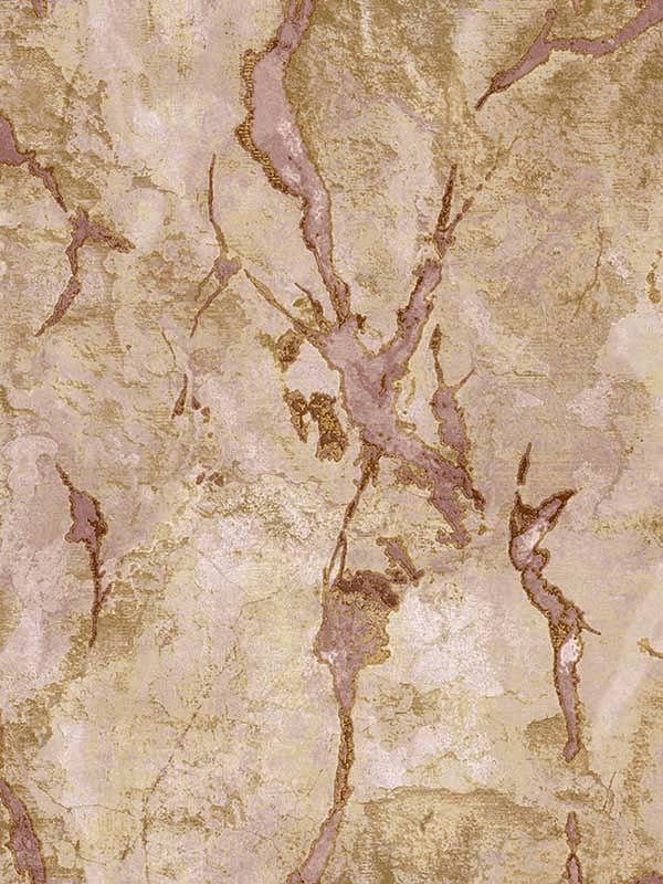 Faux Marble Stone wallpaper in gold pink color - pattern number IT49353 - by Galerie in the Italian Textures 3 collection