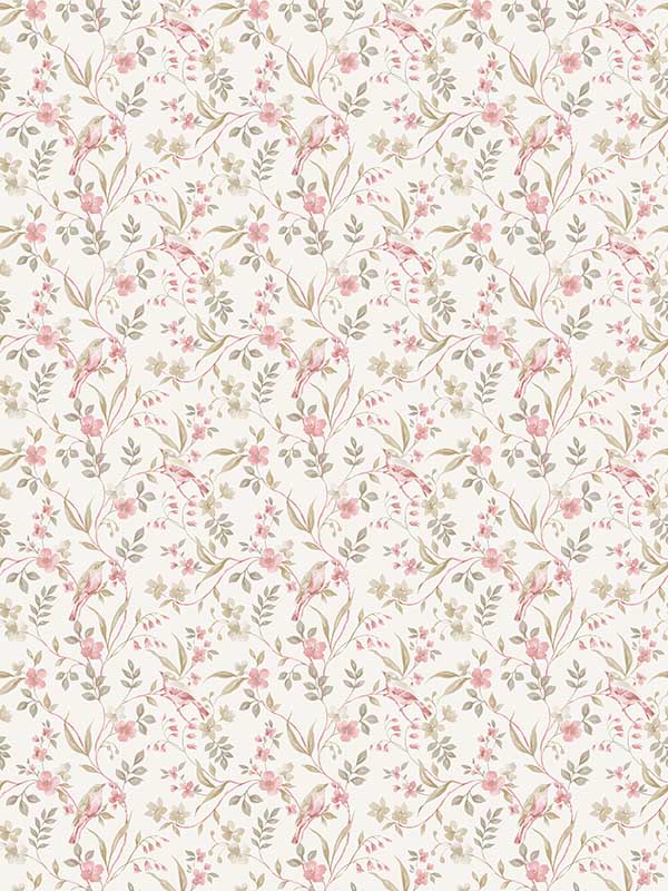 Garden Bird wallpaper in pink color - pattern number G68717 - by Galerie in the Miniatures 3 collection