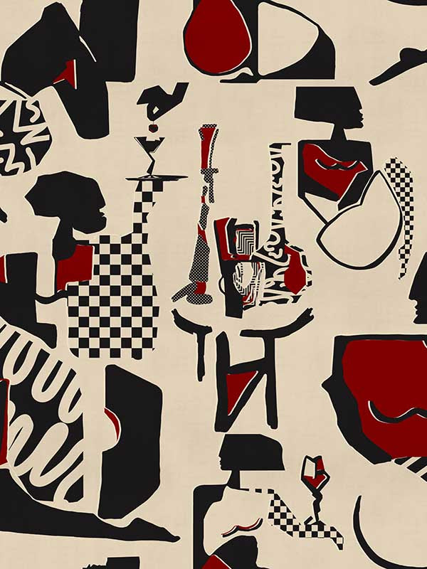 Round mural in midnight color - pattern number WP20875 - by Mind the Gap in the Jazz Live collection