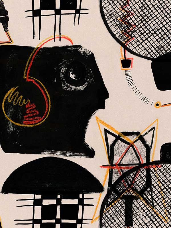Studio Sketch wallpaper in black taupe red color - pattern number WP20882 - by Mind the Gap in the Jazz Live collection