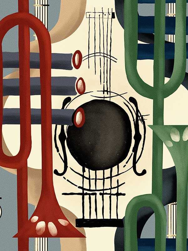 Duet wallpaper in blue red green color - pattern number WP20888 - by Mind the Gap in the Jazz Live collection