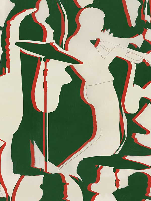 Tripping wallpaper in green color - pattern number WP30247 - by Mind the Gap in the Jazz Live collection