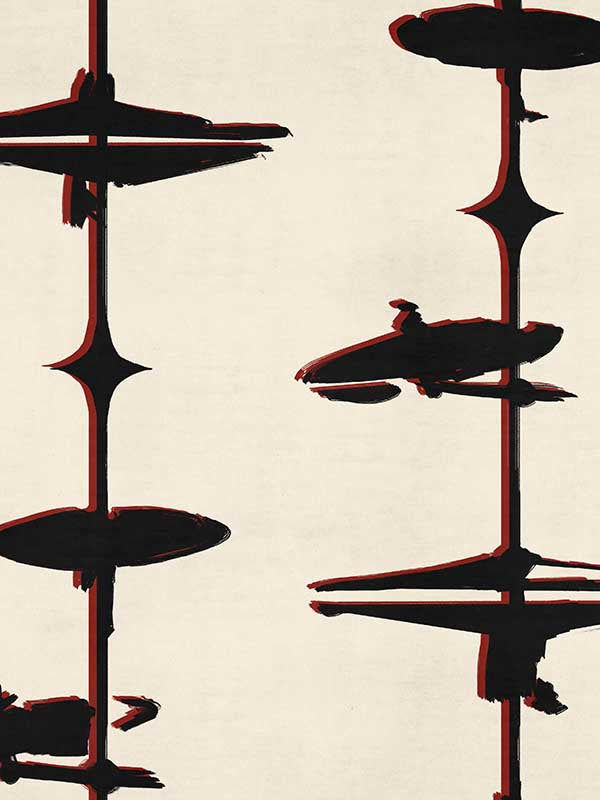 Hi Hats wallpaper in black color - pattern number WP30249 - by Mind the Gap in the Jazz Live collection