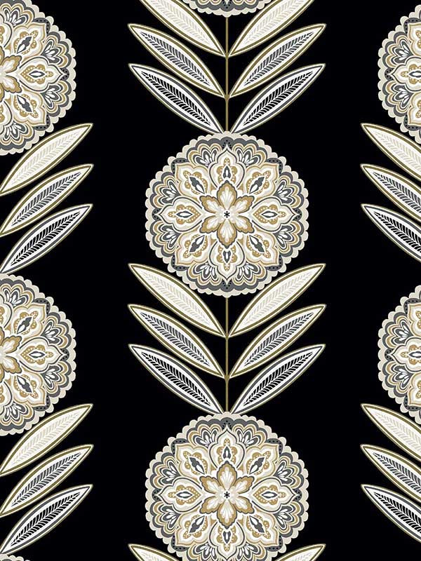 Belle wallpaper in black tie color - pattern number WH41105 - by Seabrook in the Piano collection