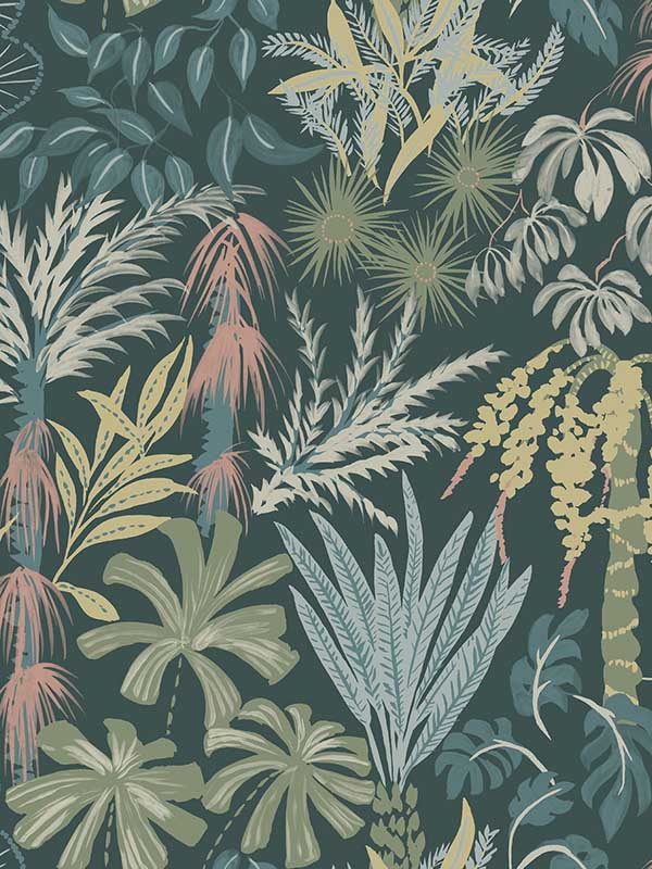 Everglades Botanical wallpaper in dark green color - pattern number 4172-27480 - by A Street Prints in the Sea Salt collection