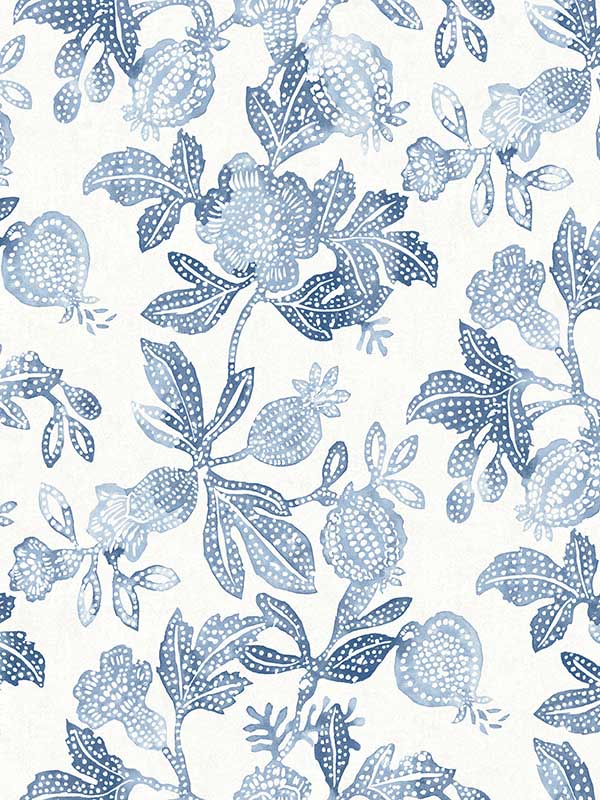 Beach Rose Floral Fruits wallpaper in blue color - pattern number 4172-27492 - by A Street Prints in the Sea Salt collection