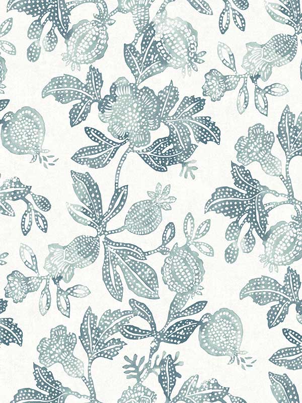 Beach Rose Floral Fruits wallpaper in teal color - pattern number 4172-27494 - by A Street Prints in the Sea Salt collection