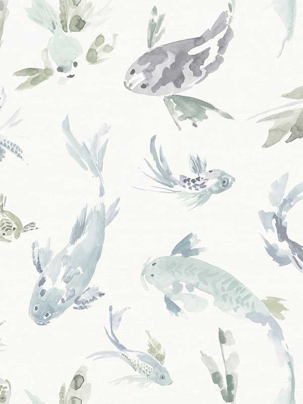 Koi Fish wallpaper in seafoam color - pattern number 4172-27502 - by A Street Prints in the Sea Salt collection