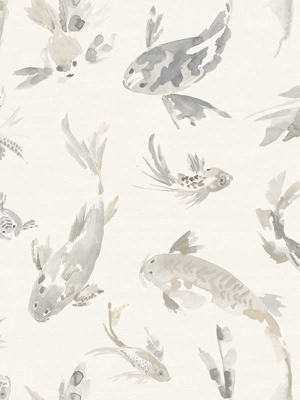Koi Fish wallpaper in stone color - pattern number 4172-27503 - by A Street Prints in the Sea Salt collection