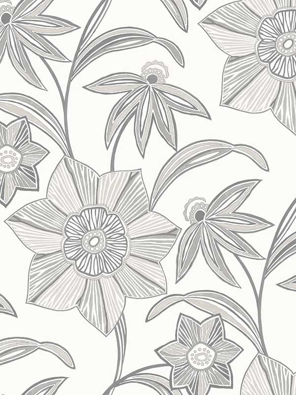 Star Flower Floral Trail wallpaper in charcoal color - pattern number 4172-27514 - by A Street Prints in the Sea Salt collection