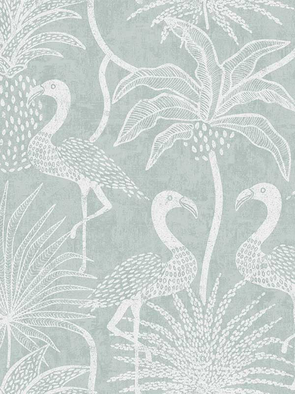 Biscayne Flamingo Beach wallpaper in turquoise color - pattern number 4172-82004 - by A Street Prints in the Sea Salt collection