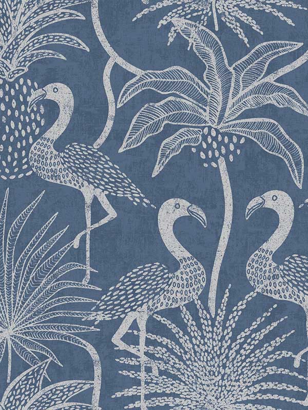 Biscayne Flamingo Beach wallpaper in navy color - pattern number 4172-82006 - by A Street Prints in the Sea Salt collection