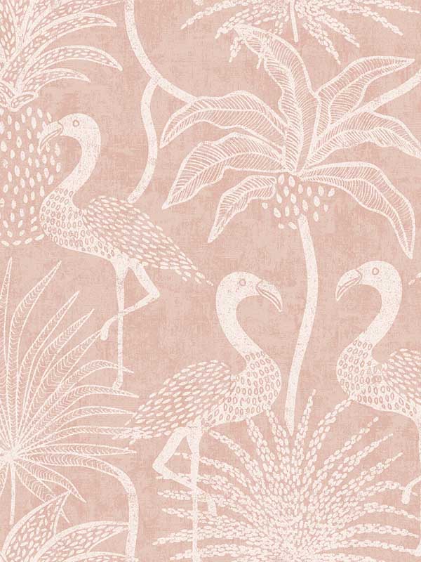 Biscayne Flamingo Beach wallpaper in coral color - pattern number 4172-82007 - by A Street Prints in the Sea Salt collection