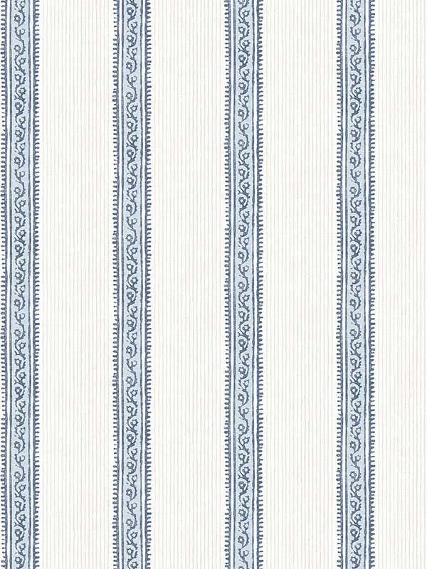 Mandevilla Vine Stripe fabric in blue color - pattern number 4148-27428 - by Chesapeake in the PrintWorks collection