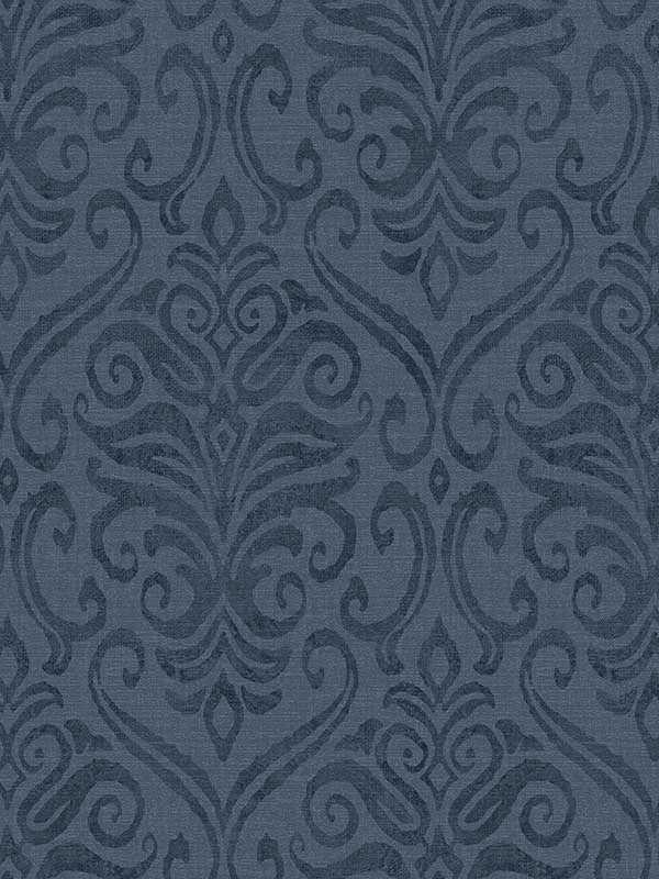 Adavu Damask wallpaper in blue color - pattern number 4148-27438 - by Chesapeake in the PrintWorks collection