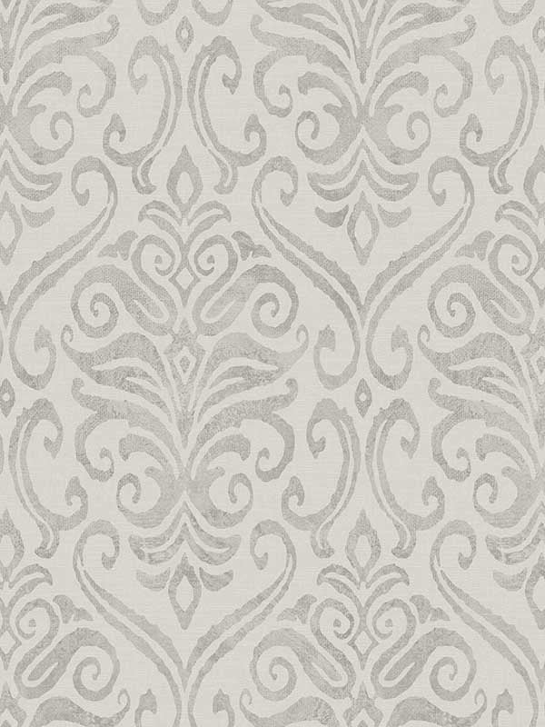 Adavu Damask wallpaper in grey color - pattern number 4148-27439 - by Chesapeake in the PrintWorks collection