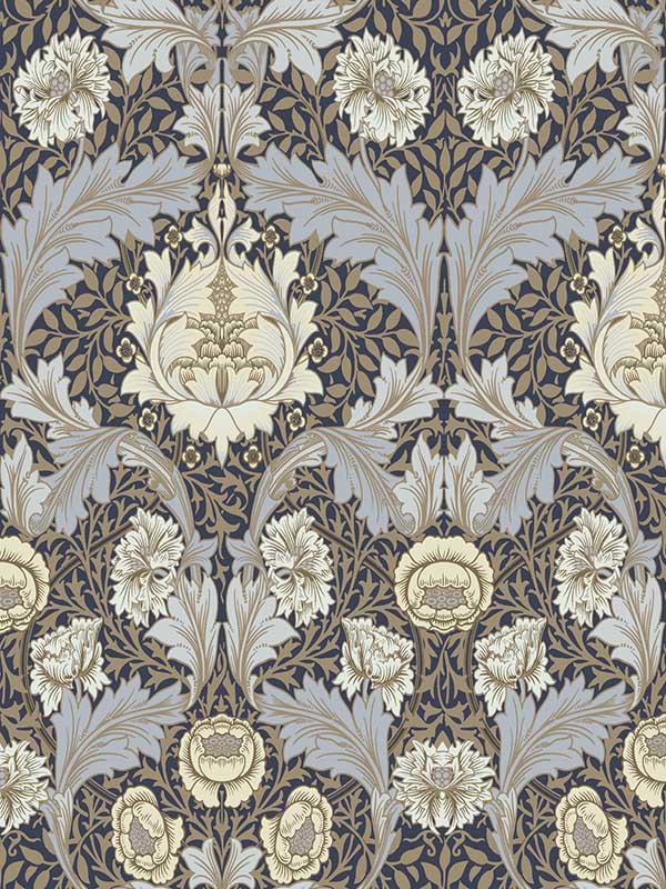 Myrtle Floral Ogee wallpaper in blue color - pattern number 4171-82061 - by A Street Prints in the Hidden Treasures Volume 2 collection