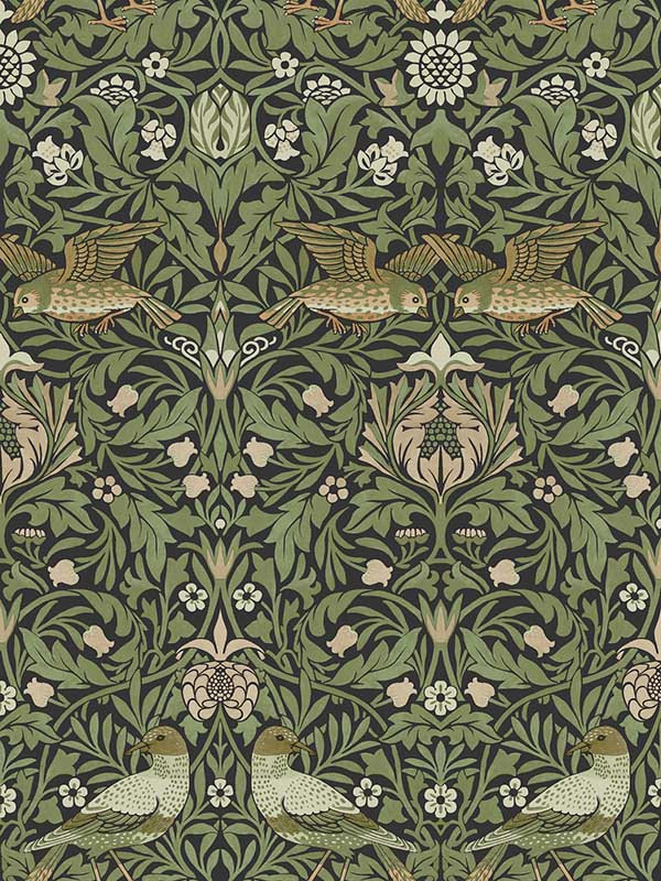 Bird Floral Thicket wallpaper in green color - pattern number 4171-82063 - by A Street Prints in the Hidden Treasures Volume 2 collection