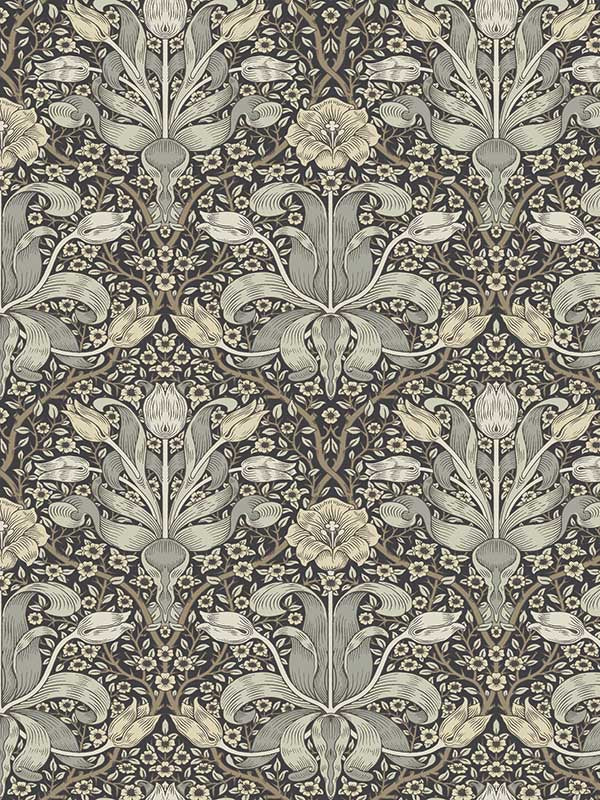 Spring Thicket Tulip Damask wallpaper in blue color - pattern number 4171-82068 - by A Street Prints in the Hidden Treasures Volume 2 collection