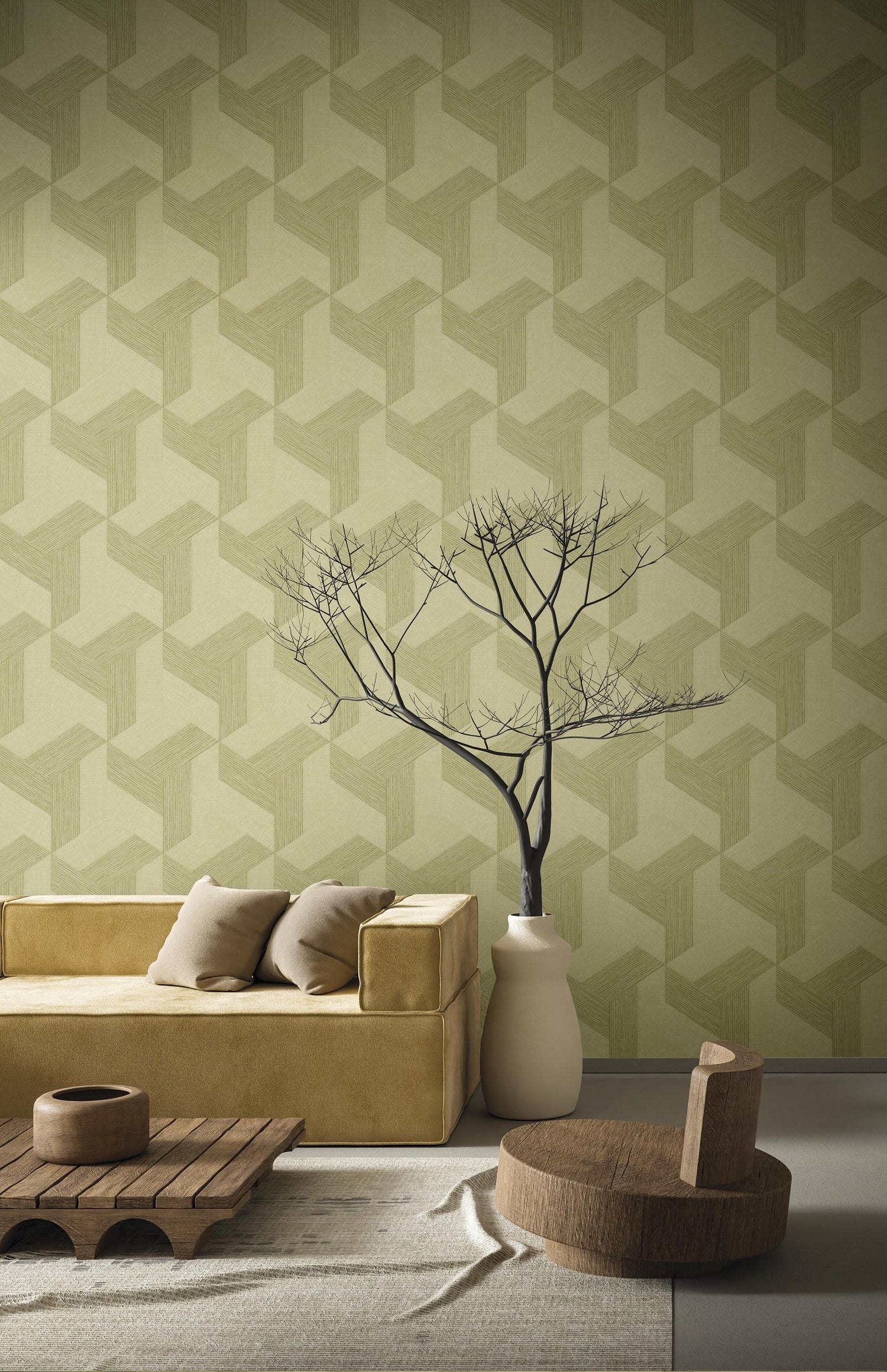 Geometric wallpaper in green color - pattern number SY27505 - by Galerie in the Synergy collection
