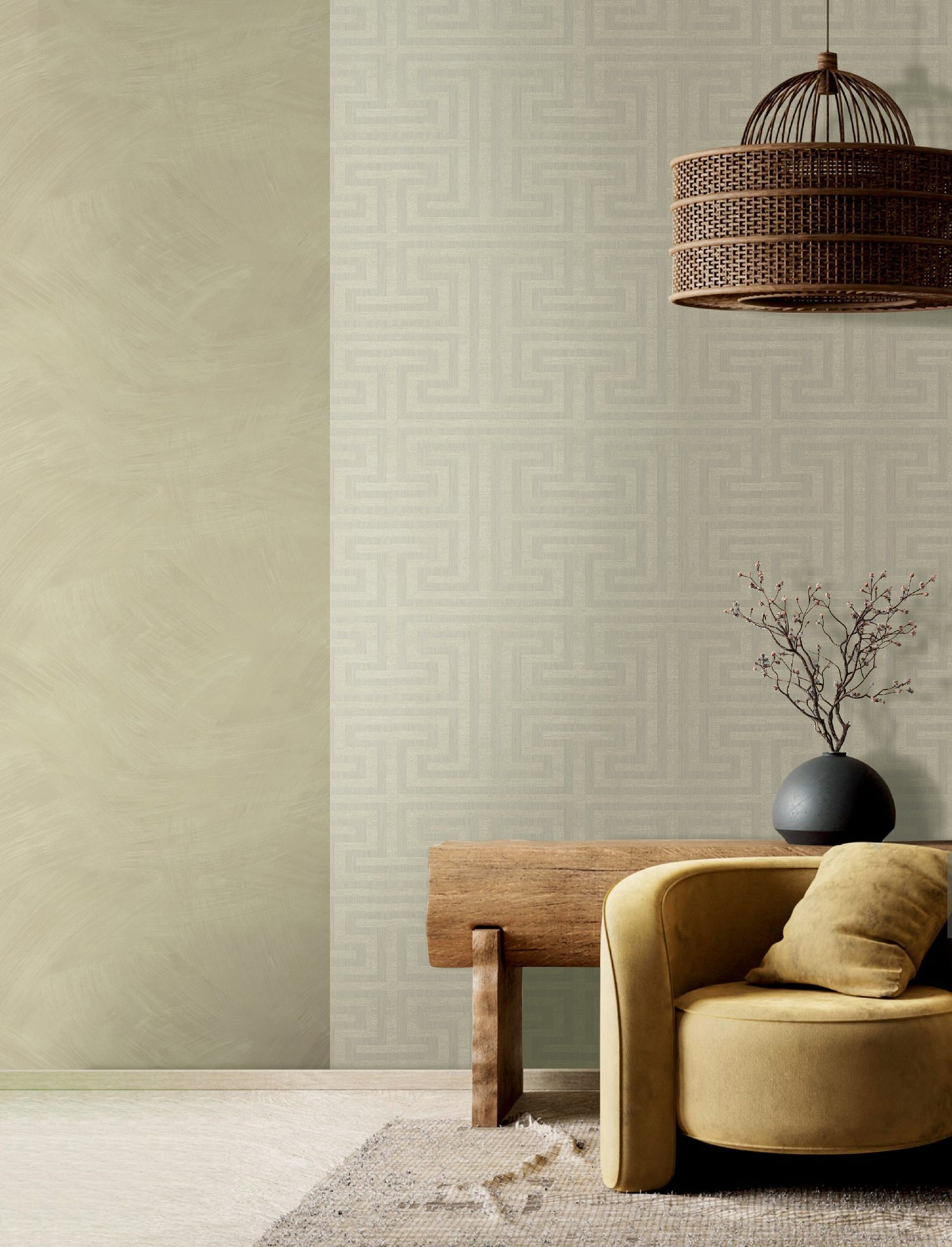 Geometric wallpaper in silver grey color - pattern number SY27516 - by Galerie in the Synergy collection