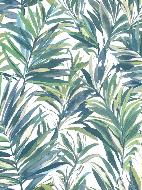 Swaying Palms wallpaper in green &amp; blue color - pattern number GN2544 - by York in the Woodnote collection